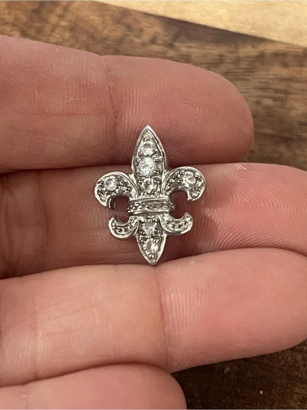 Fleur-de-Lis Crystal sterling silver 925 pendant